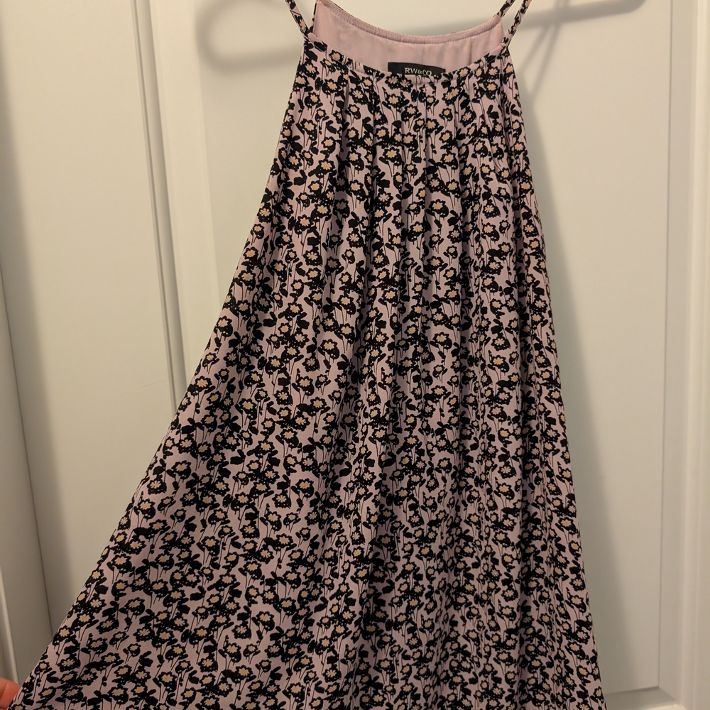 RW&Co Black and Pink Pleated Halter Tank